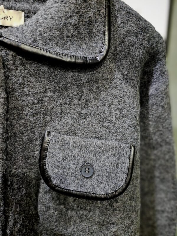 Grey Faux Leather Pocket Knit - Image 3