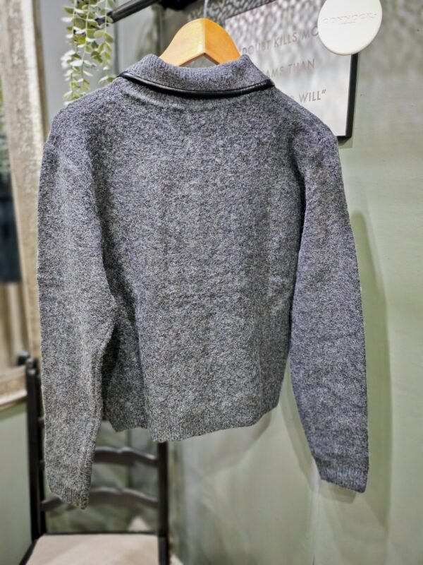 Grey Faux Leather Pocket Knit - Image 4